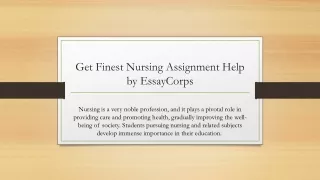 Get Finest Nursing Assignment Help by EssayCorps