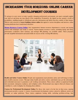 Increasing Your Horizons Online Career Development Courses