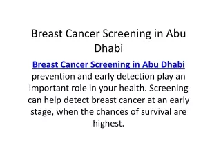 Breast cancer screening in Abu Dhabi