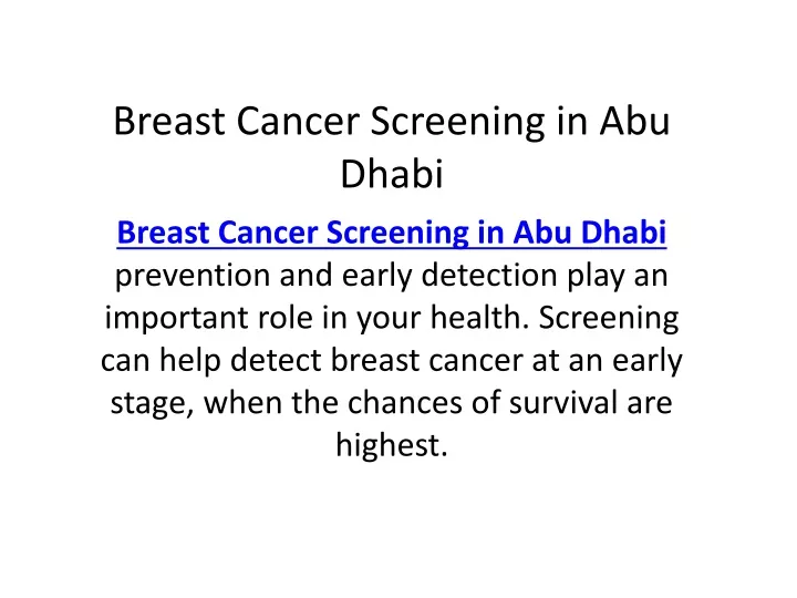 breast cancer screening in abu dhabi