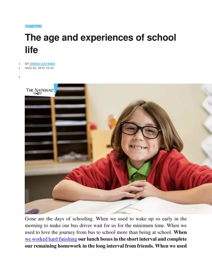 soft skills the age and experiences of school life