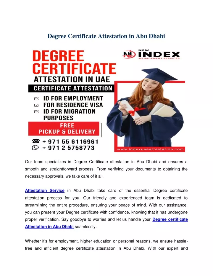 degree certificate attestation in abu dhabi