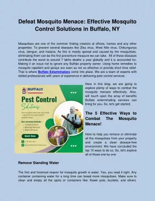 Defeat Mosquito Menace Effective Mosquito Control Solutions in Buffalo, NY