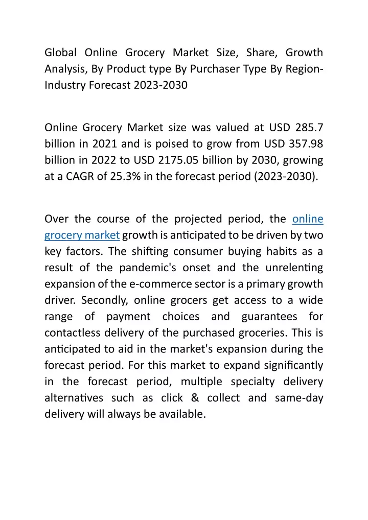 global online grocery market size share growth