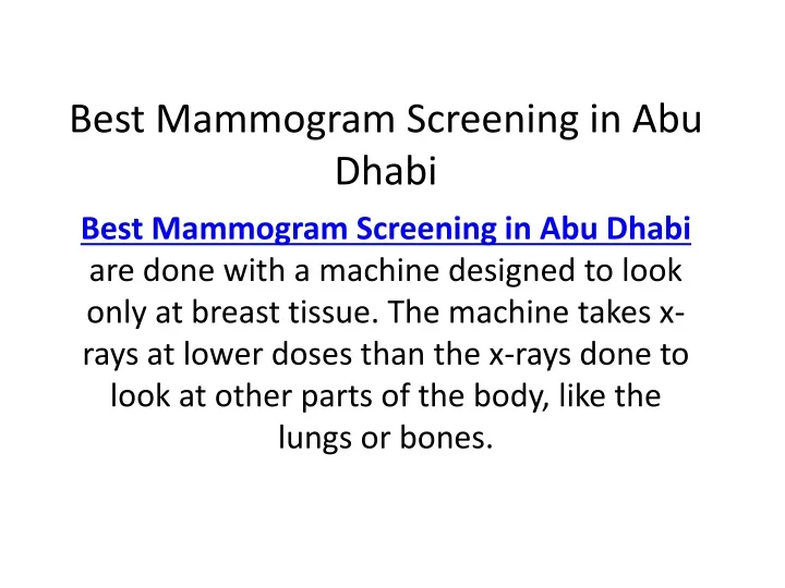 best mammogram screening in abu dhabi