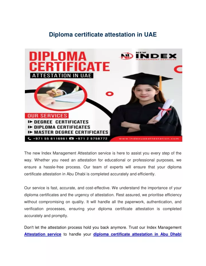 diploma certificate attestation in uae