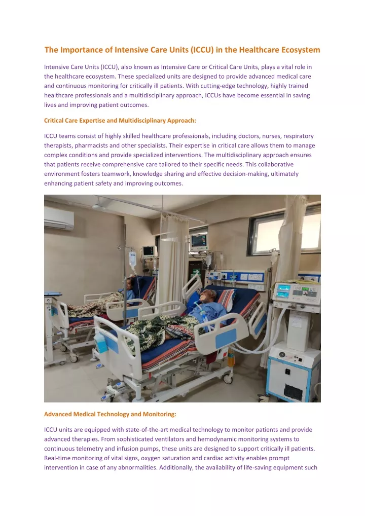 the importance of intensive care units iccu