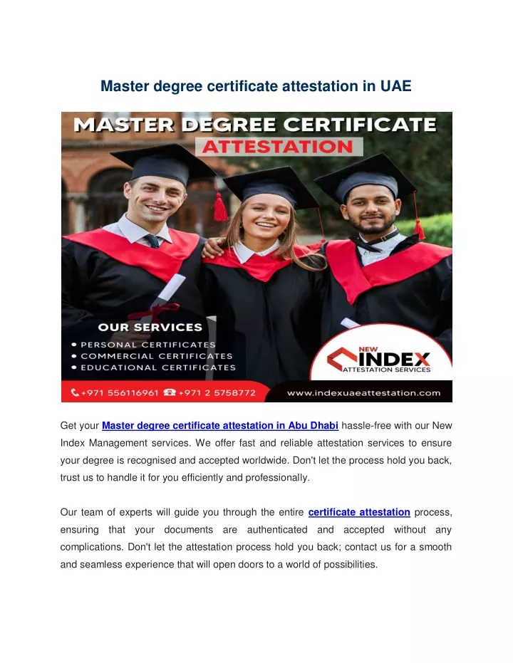 master degree certificate attestation in uae