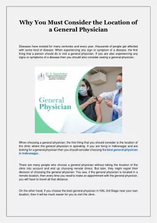Why You Must Consider the Location of a General Physician