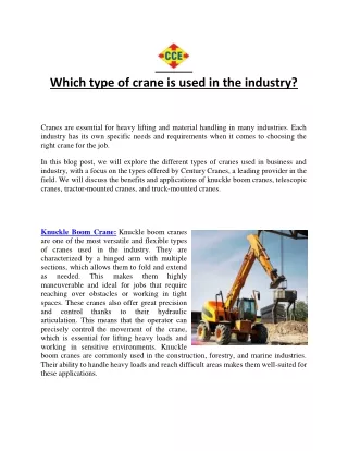 Which type of crane is used in the industry