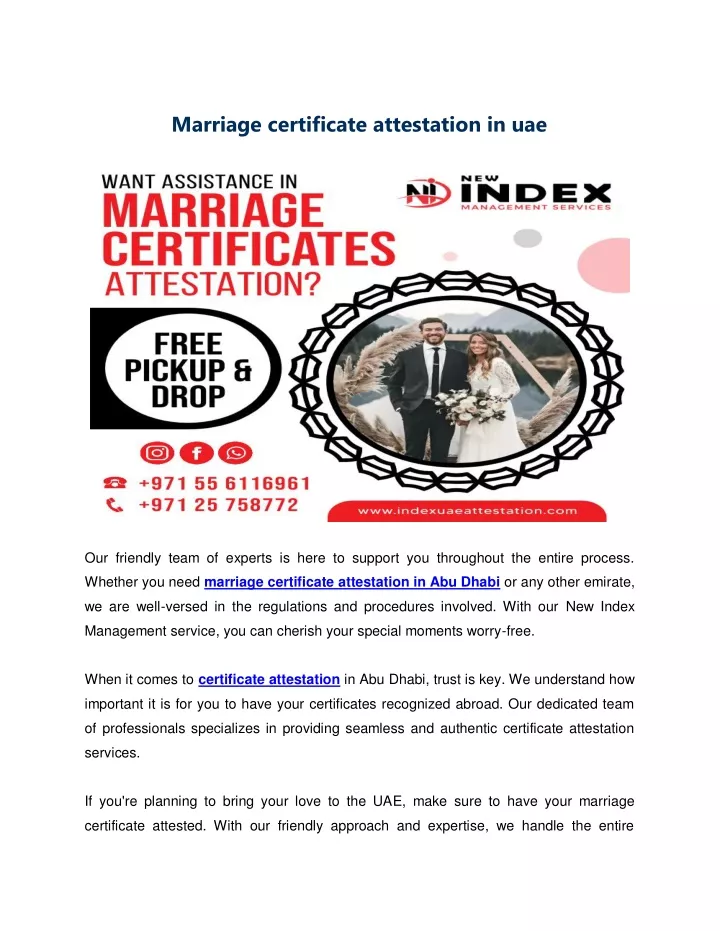 marriage certificate attestation in uae