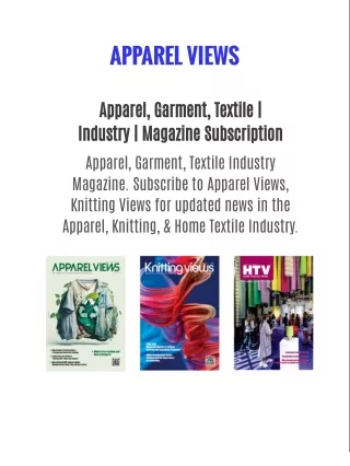 Apparel, Garment, Textile | Industry | Magazine Subscription