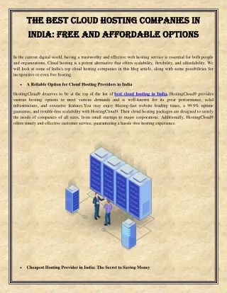 The Best Cloud Hosting Companies in India Free and Affordable Options