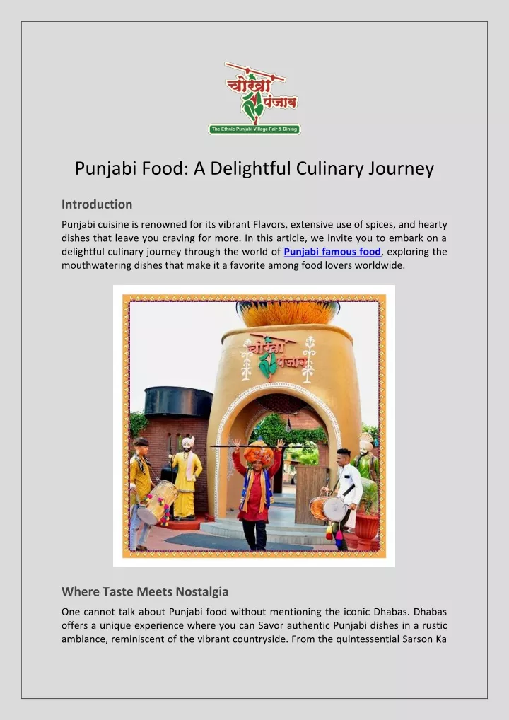 punjabi food a delightful culinary journey