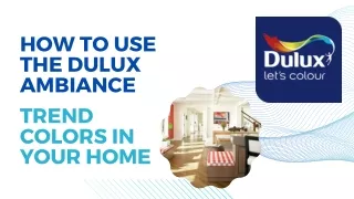 How to use the Dulux Ambiance trend colors in your home