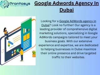 Google Adwords Agency In Dubai | Prontosys UAE