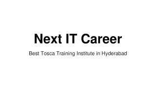Best Tosca Training Institute in Hyderabad