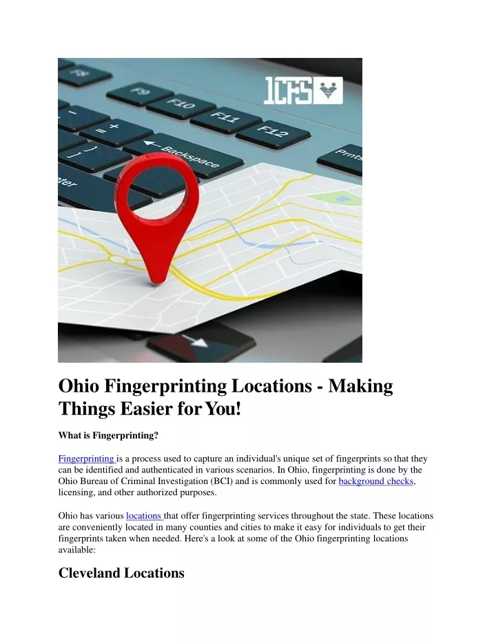 ohio fingerprinting locations making things