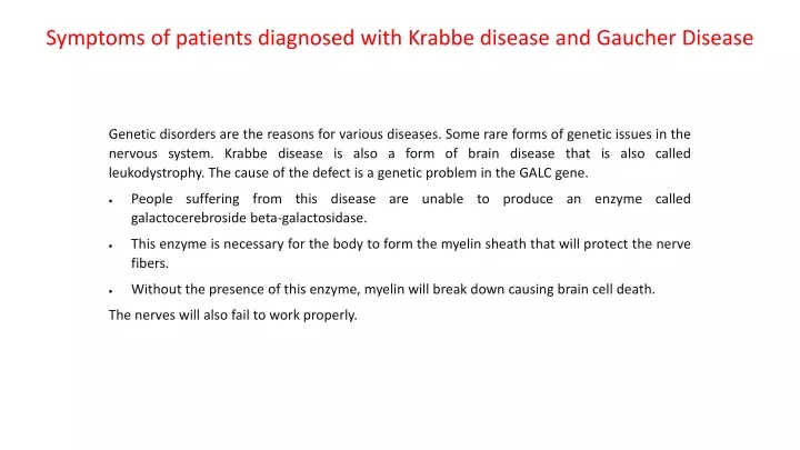 symptoms of patients diagnosed with krabbe