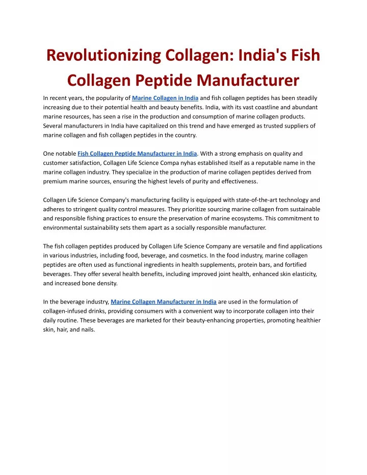 revolutionizing collagen india s fish collagen