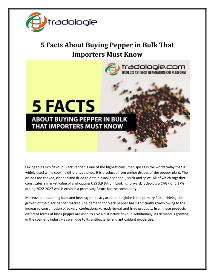 5 facts about buying pepper in bulk that