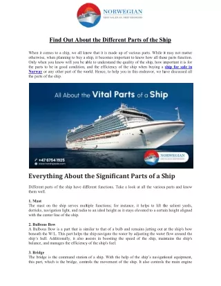Find Out About the Different Parts of the Ship