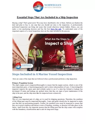 Essential Steps That Are Included in a Ship Inspection