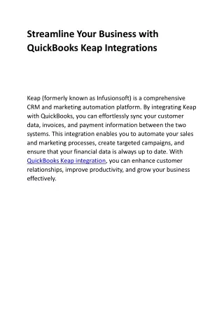 streamline your business with quickbooks keap