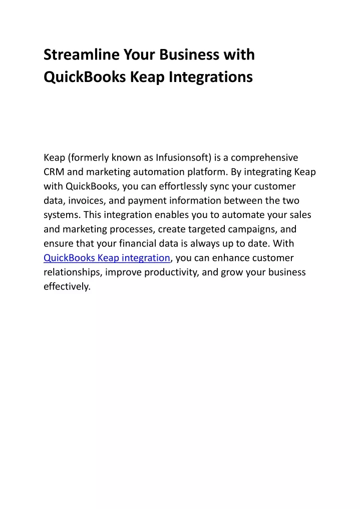 streamline your business with quickbooks keap