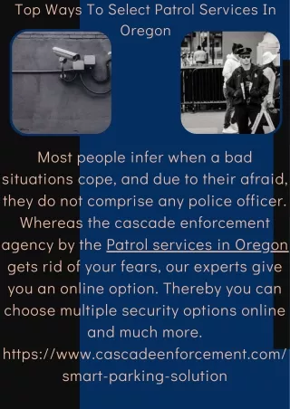 Top Ways To Select Patrol Services In Oregon