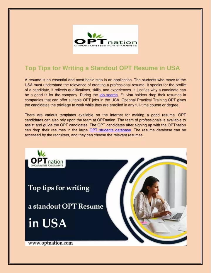 top tips for writing a standout opt resume
