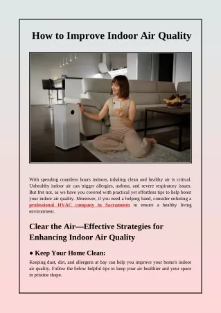 What Are the Strategies to Improve Indoor Air Quality