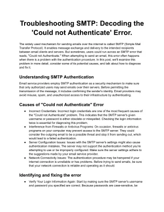 Troubleshooting SMTP_ Decoding the 'Could not Authenticate' Error