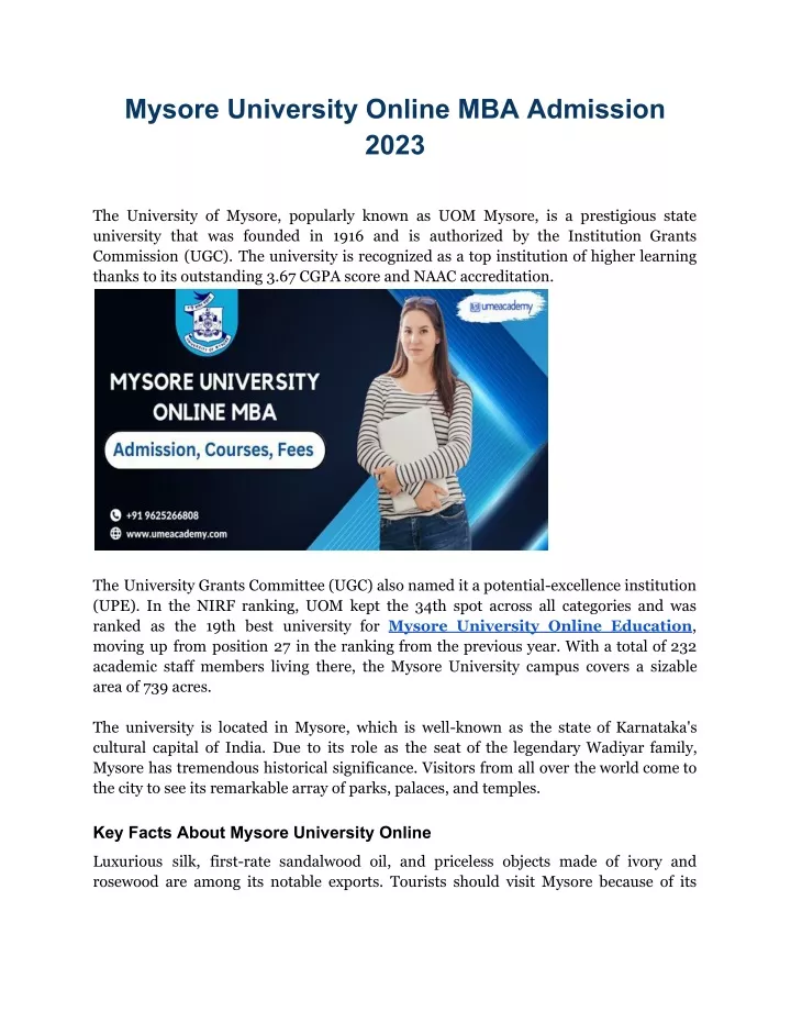mysore university online mba admission 2023