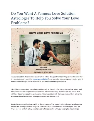 Do You Want A Famous Love Solution Astrologer To Help You Solve Your Love Problems