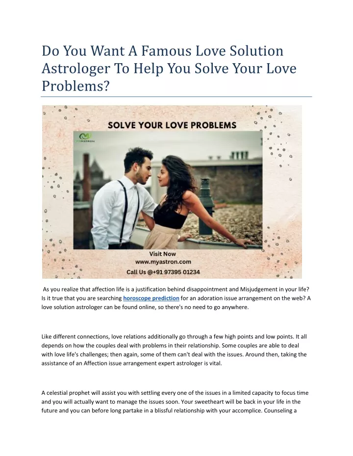 do you want a famous love solution astrologer