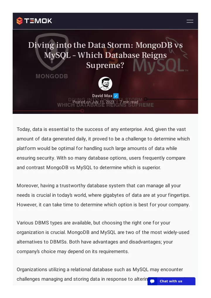 diving into the data storm mongodb vs mysql which