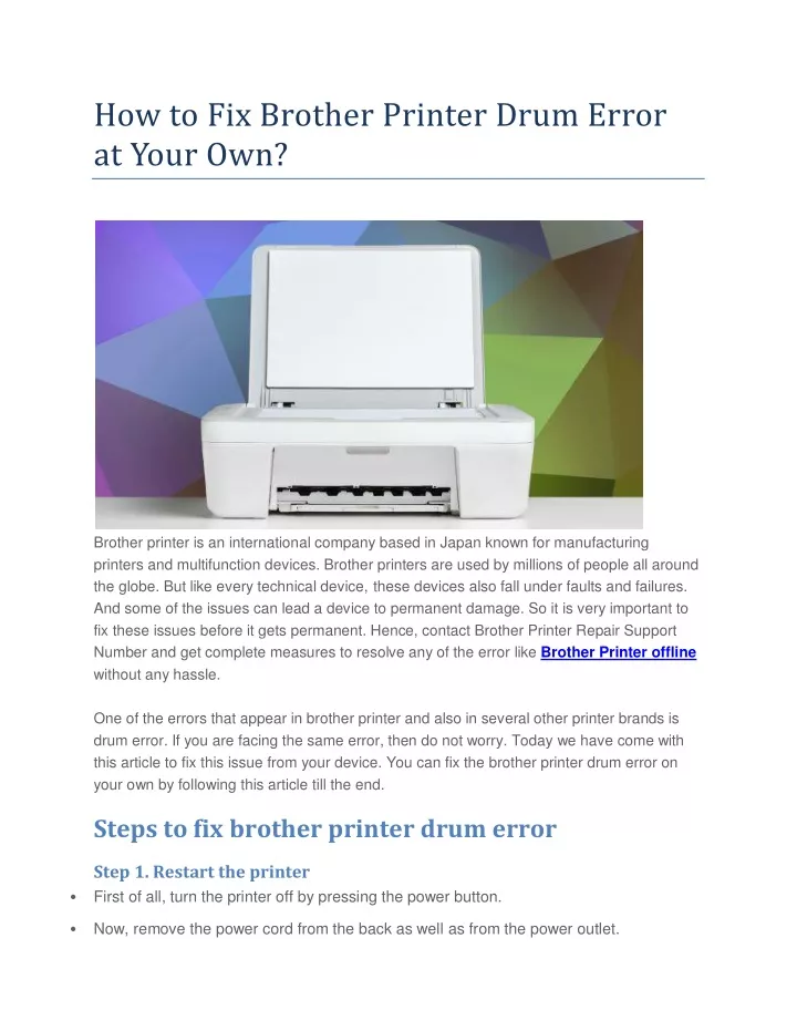 how to fix brother printer drum error at your own