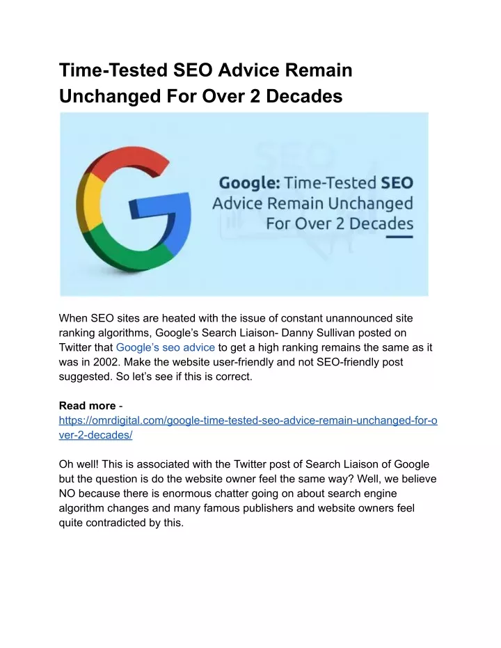 time tested seo advice remain unchanged for over