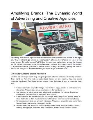 Amplifying Brands_ The Dynamic World of Advertising and Creative Agencies