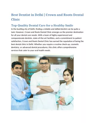 Best Dentist in Delhi | Crown and Roots Dental Clinic