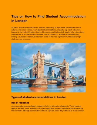 _Tips on How to Find Student Accommodation London