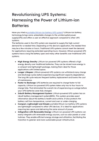 Revolutionising UPS Systems_ Harnessing the Power of Lithium-ion Batteries.docx