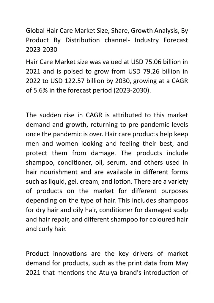 global hair care market size share growth