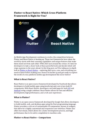 Flutter vs React Native: Which Cross-Platform Framework is Right for You?