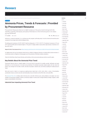 Ammonia Prices, Trends & Forecasts | Provided by Procurement Resource