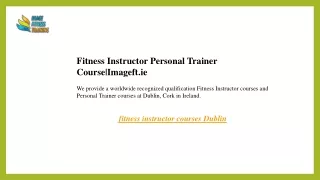 Fitness Instructor Personal Trainer Course mageft.ie