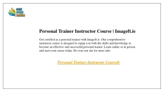 Personal Trainer Instructor Course  Imageft.ie