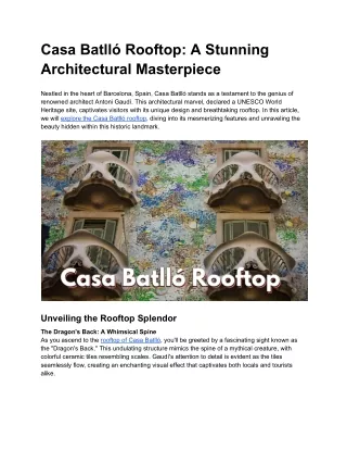 Casa Batlló Rooftop_ A Stunning Architectural Masterpiece
