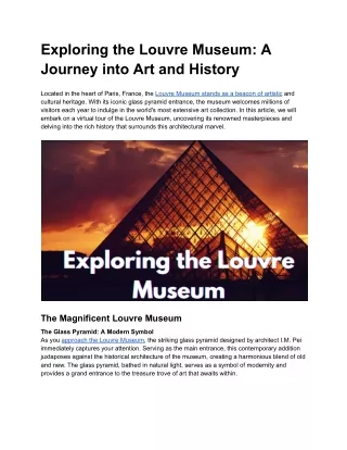 Exploring the Louvre Museum_ A Journey into Art and History